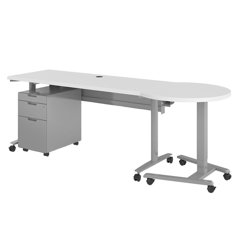 Fuzion Rectangular Teachers Desk With D Shaped Podium Haskell Education