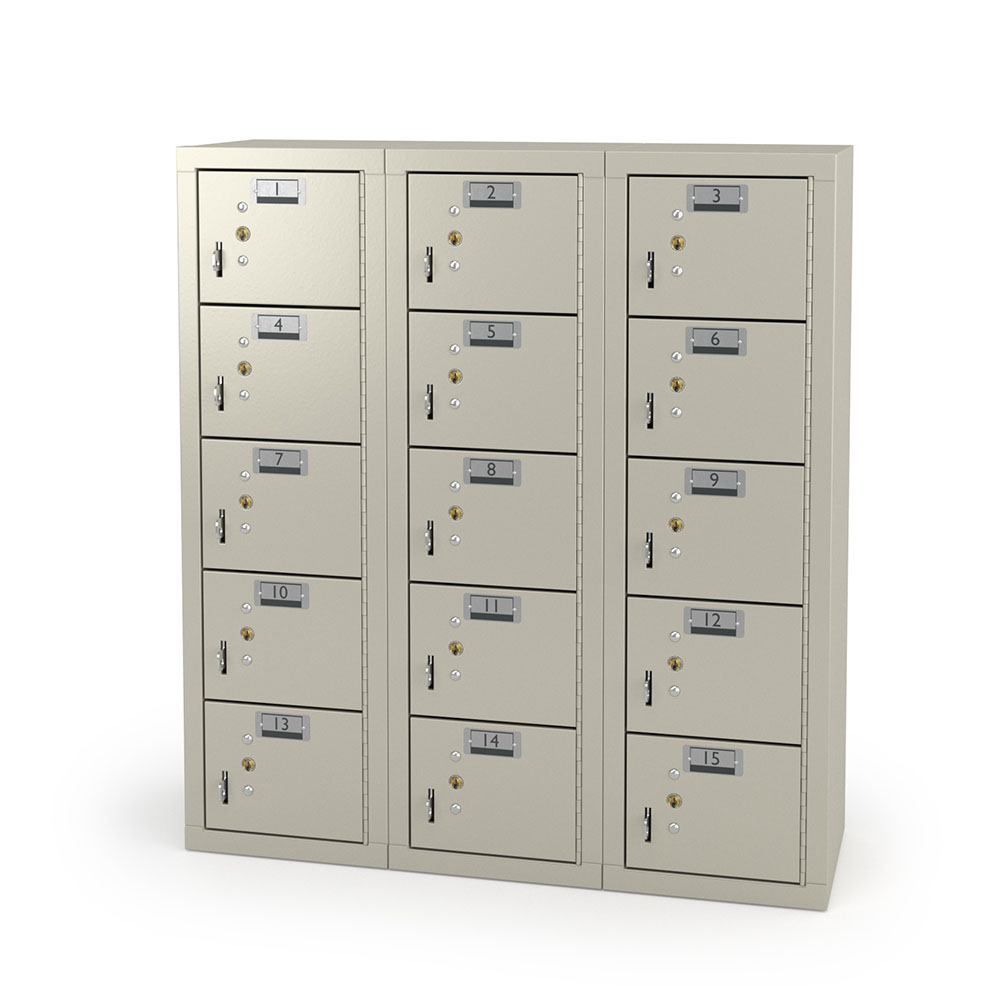 15-Door Cell Phone Locker - Beige