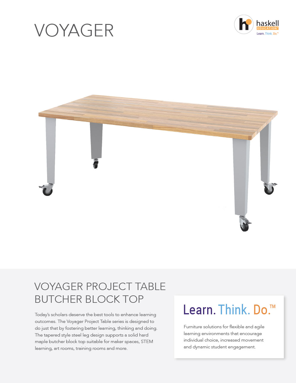 Voyager Project Table Butcher Block Top Cut Sheet